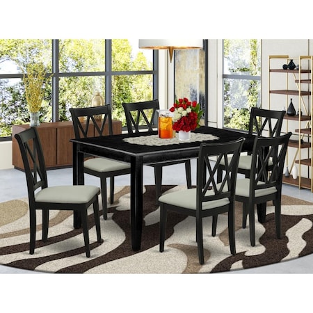 East West Furniture 7 Piece Dudley Dinette Set - Black DUCL7-BLK-C